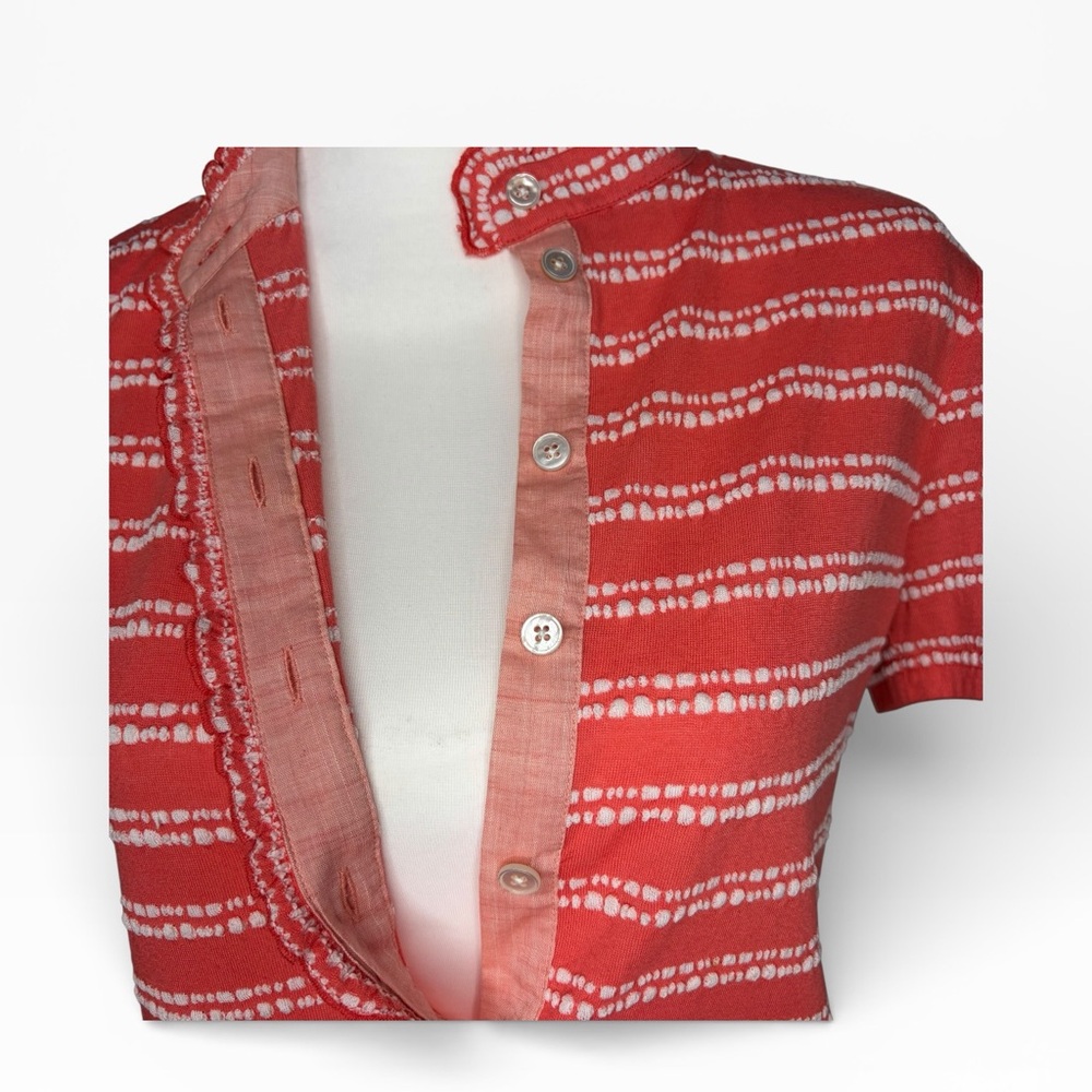 Tory Burch Peach and White Buttoned Top Size XS - Picture 6 of 9
